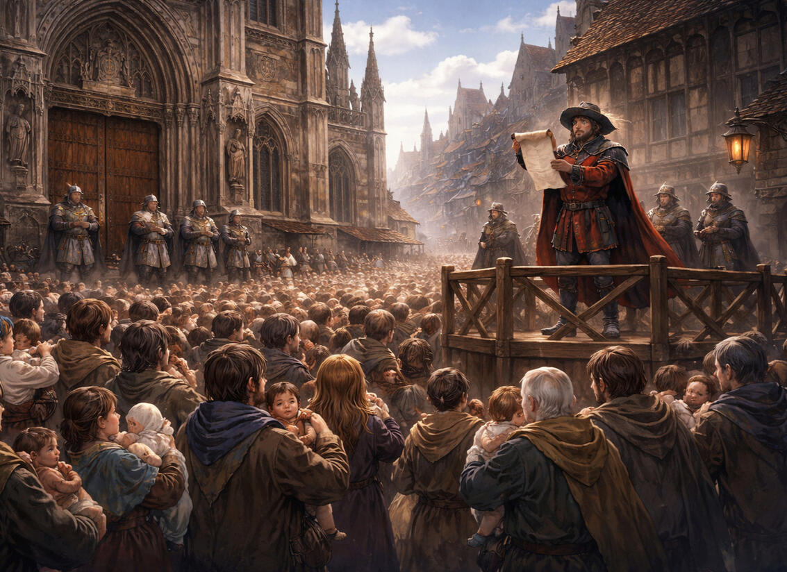 The city of Toelsgard. Edict of the Church